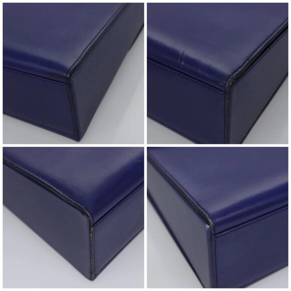 CELINE Hand Bag Leather Blue Gold Auth BD984 - Picture 15 of 16